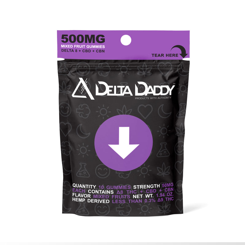 Load image into Gallery viewer, Sample Delta Daddy Delta 8, CBN, &amp; CBD Gummies - Mixed Fruit (Single Bag)
